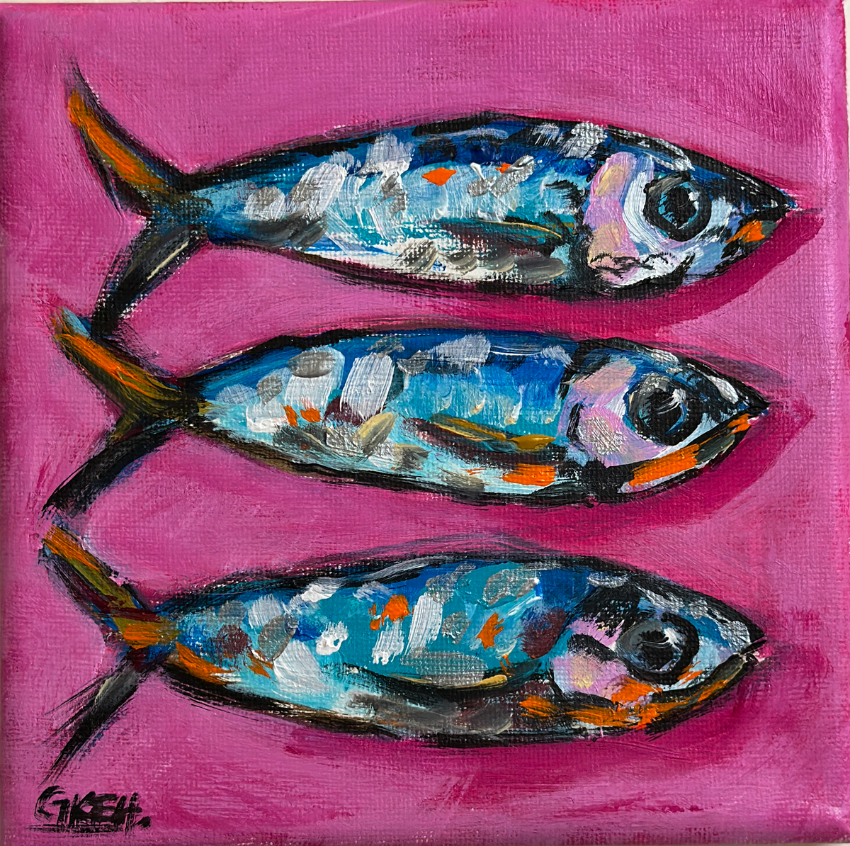 Little Sardines | Acrylics on Canvas 6x6