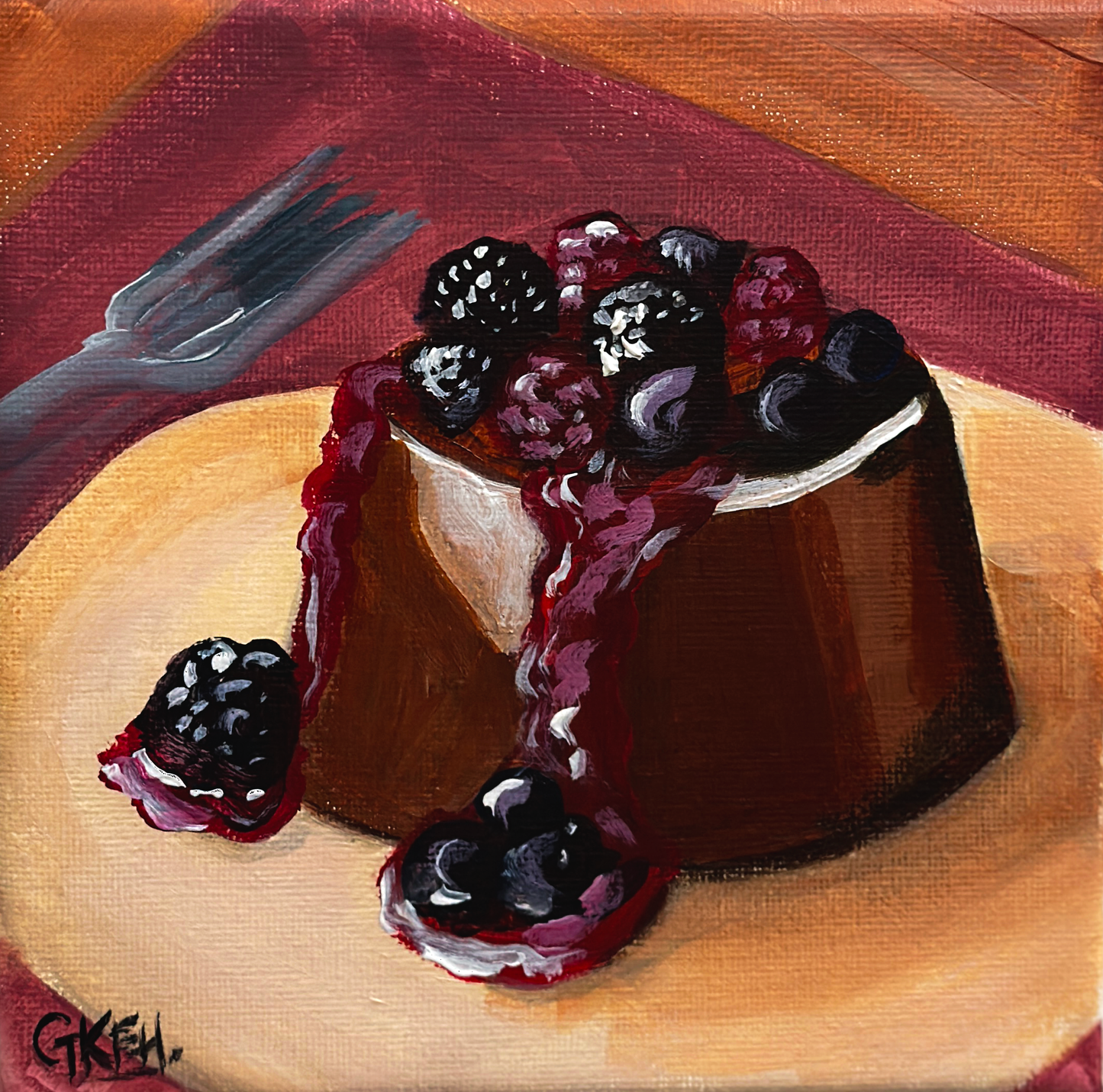 Chocolate Panacotta | Acrylic on Canvas 6x6