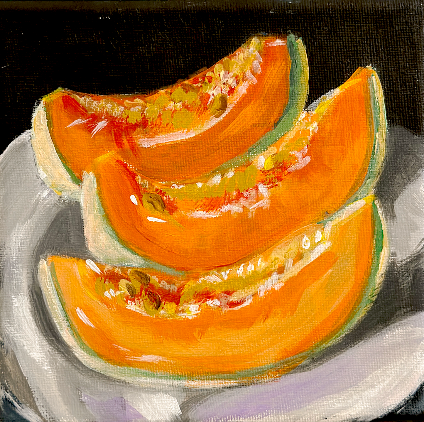 Cantaloupe | Acrylics on Canvas 6x6