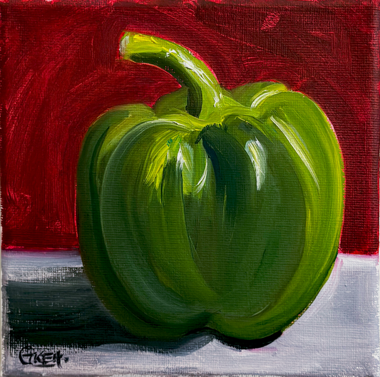 Bell Pepper | Oil on Canvas 6x6
