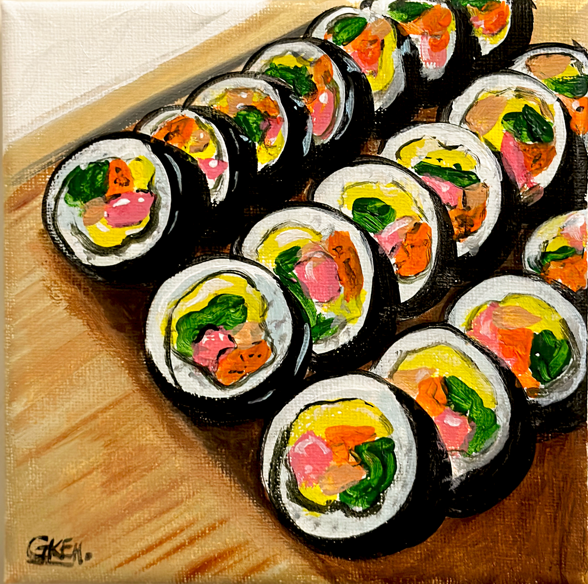 Kimbap | Acrylic on Canvas 6x6