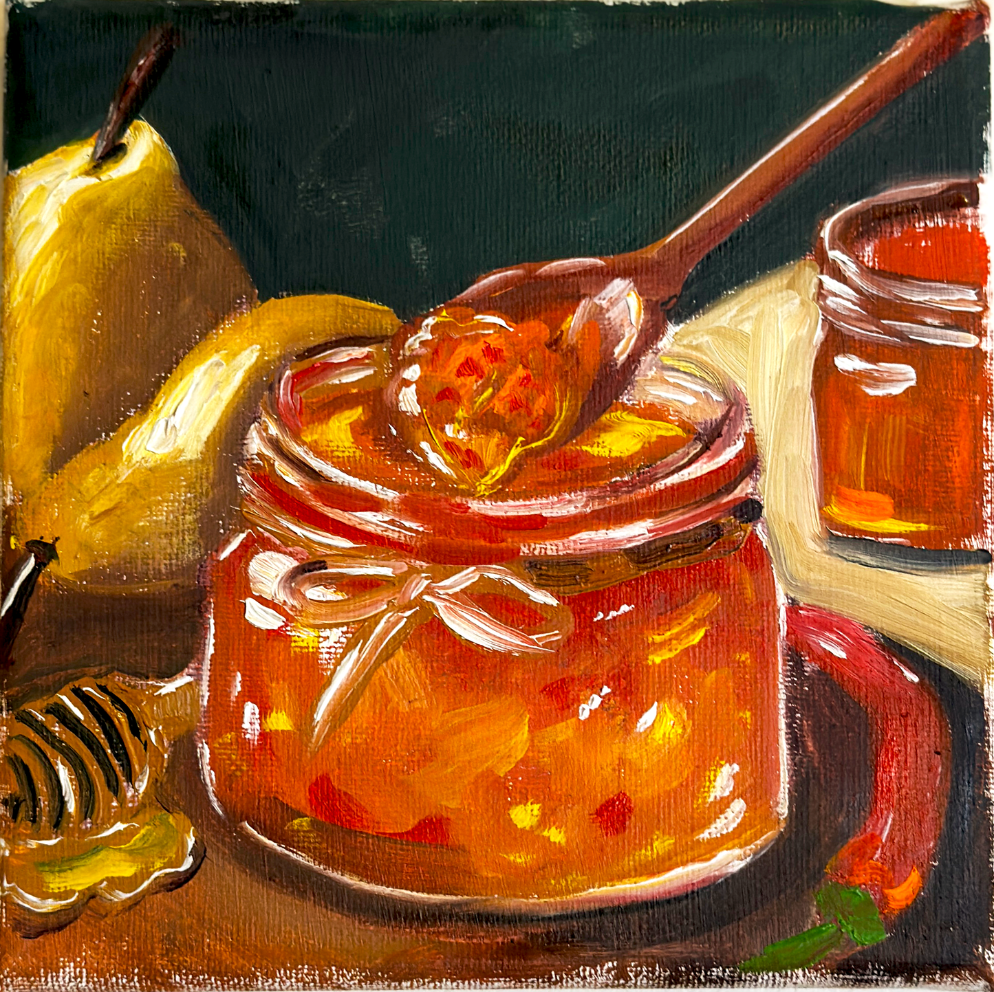 Pear Jam | Oil on Canvas 6x6