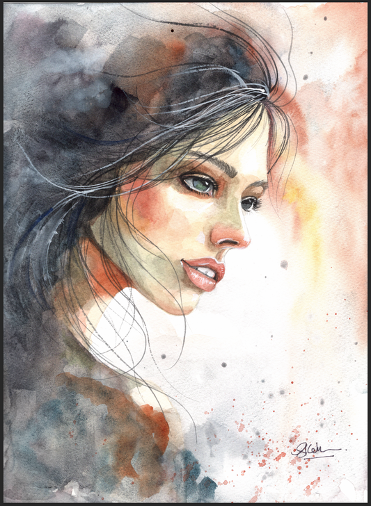 "Cara" Print of Watercolor Painting 9x12